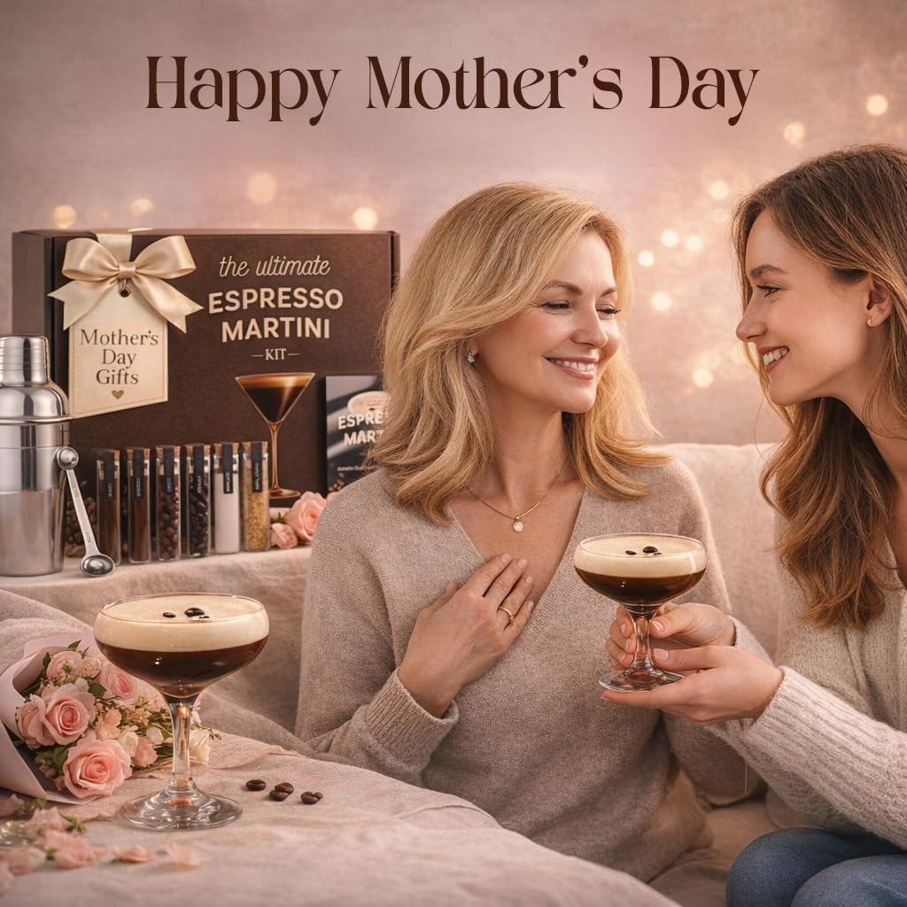 Espresso Martini Gifts– Premium Cocktail Kit - Espresso Martini Kit Maker Set with Glasses, Party-Ready Accessories, Birthday Gifts for Women, Gifts for Mom