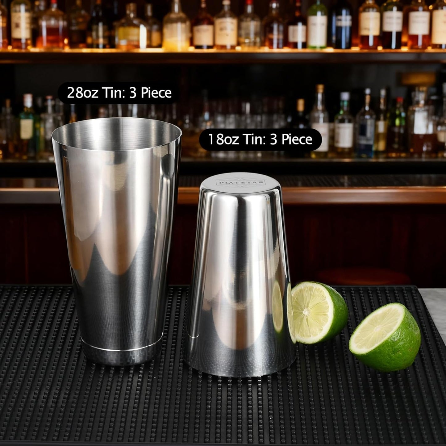 Bulk Cocktail Shakers Bartending - 6pc Boston Bar Shaker Tins Stainless Steel, Commercial 18oz 28oz Metal Shaking Tin Set, Professional Bartender Kit for Drinks, Bar Supplies - Silver