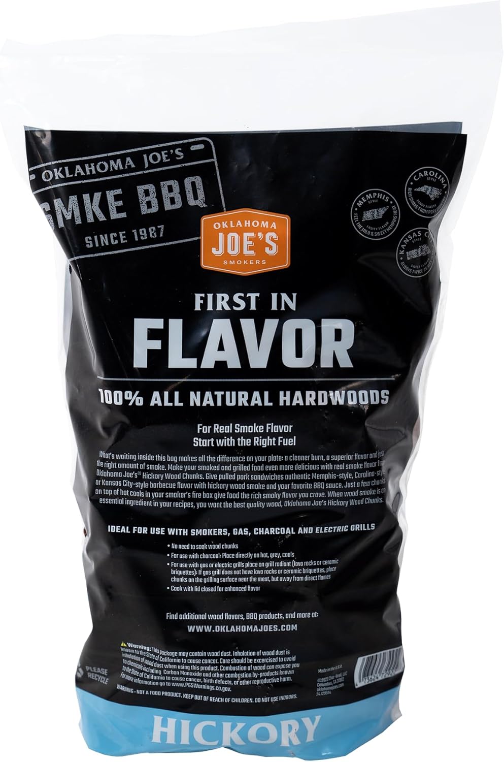 Oklahoma Joe's Hickory Wood Chunks, 432 cu in Bag - 3947292R04