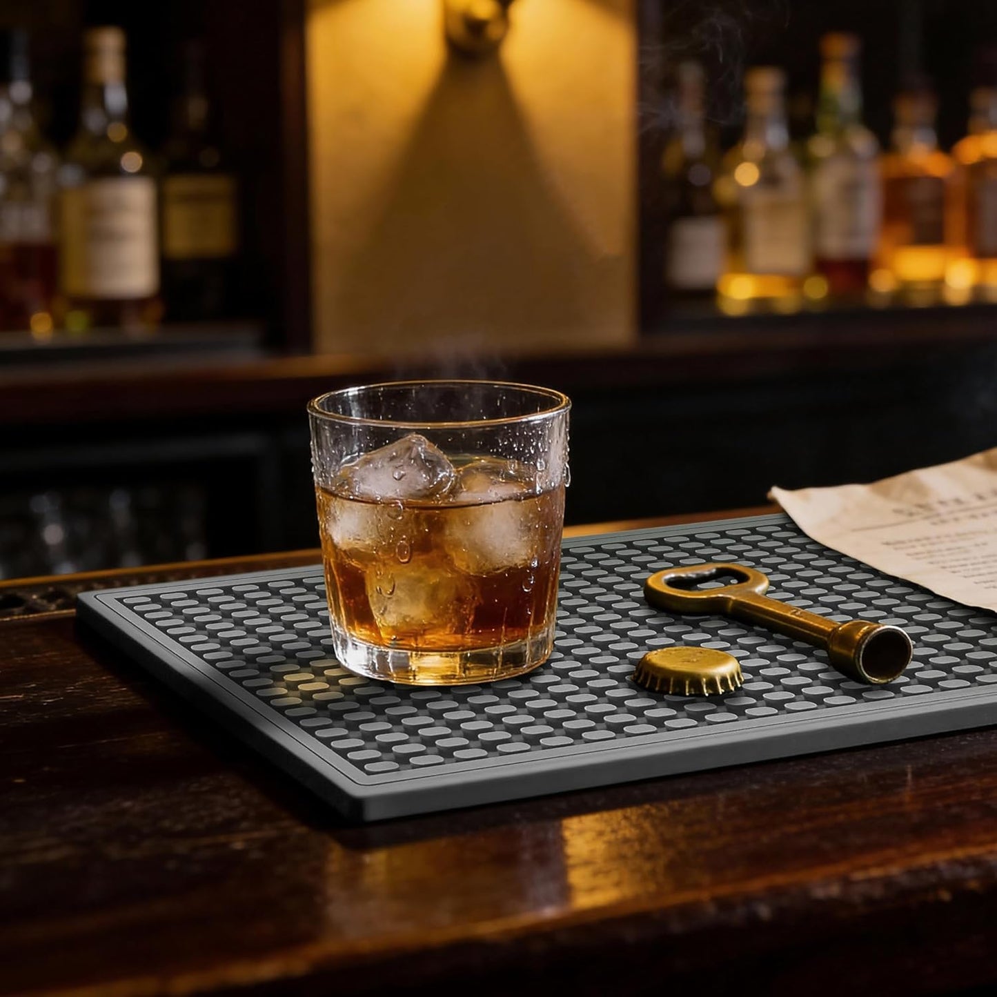 ZJWZLG Bar Mat Small - 5.9" x 11.8" (2Pcs) Bar Mats for Countertop, Bar Spill Mat for Bartending,Bartender kit and bar Accessories, Non-Slip Bar Mat for Counter (Gray).