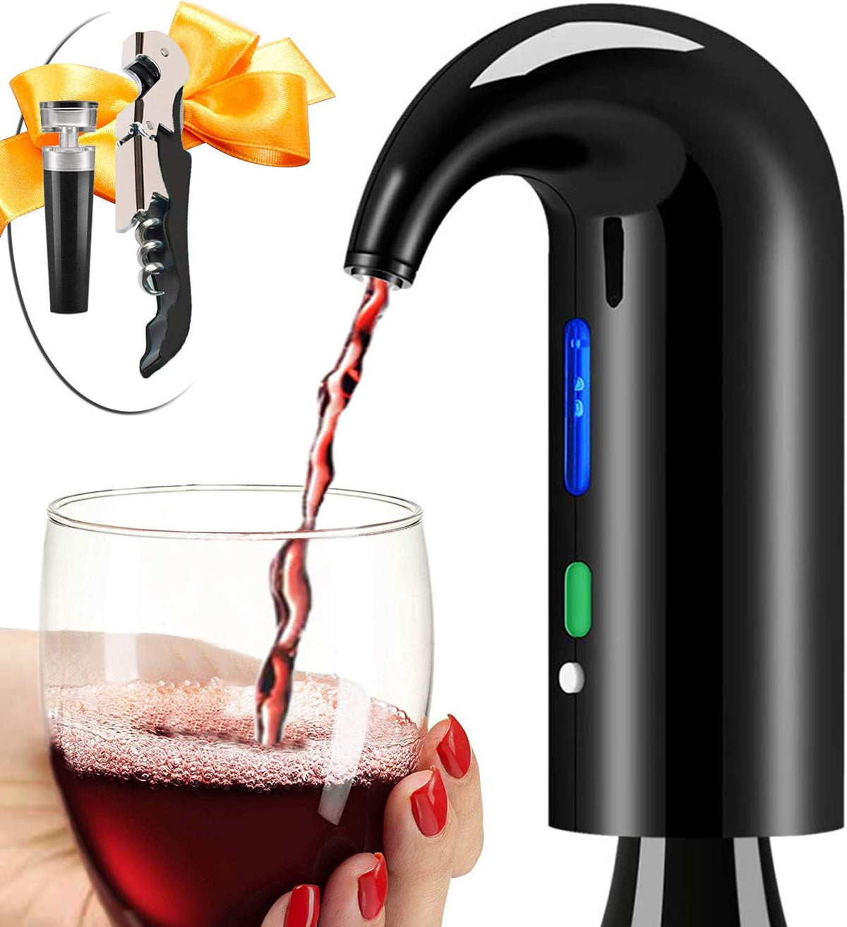 Wine Aerator Electric Wine Decanter Best Sellers One Touch Red -White Wine Accessories Aeration Work with Wine Opener for Beginner Enthusiast - Spout Pourer - Great Fathers Day Gift - Pro