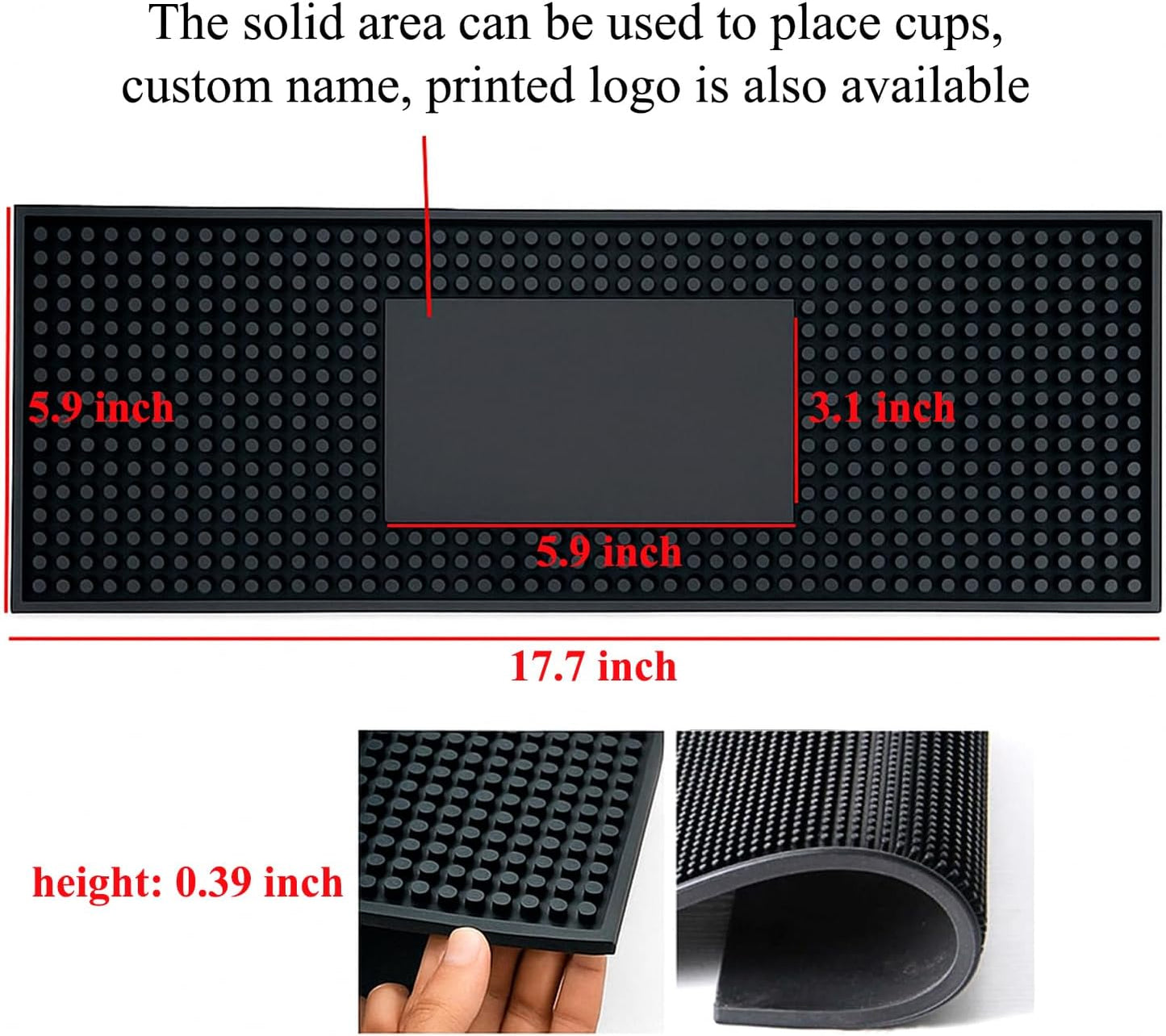 Personalized Bar Mat for Countertop – Custom Rubber Bar Service Mat for Home Bars Restaurants Gifts for Bartender Drinking Cocktail Lover (Color Custom)