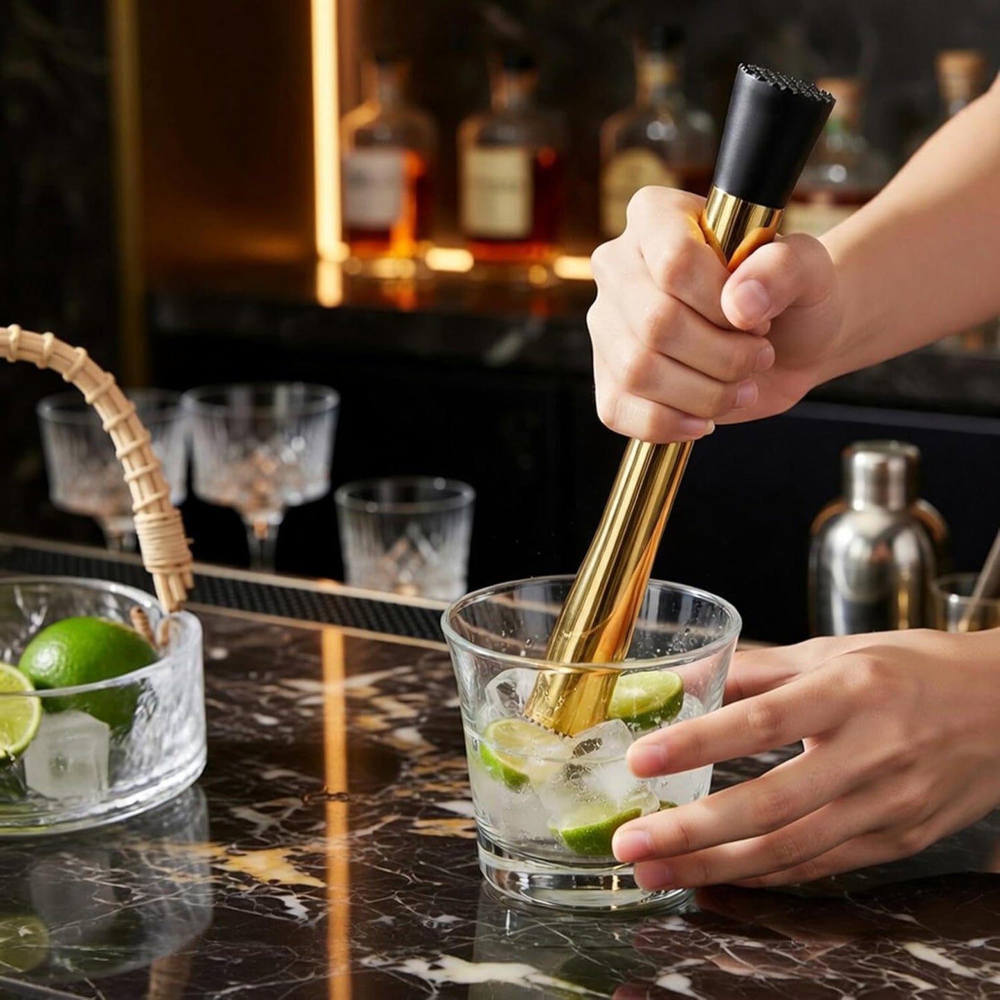 Homestia Double Heads Muddler for Cocktails (Gold)