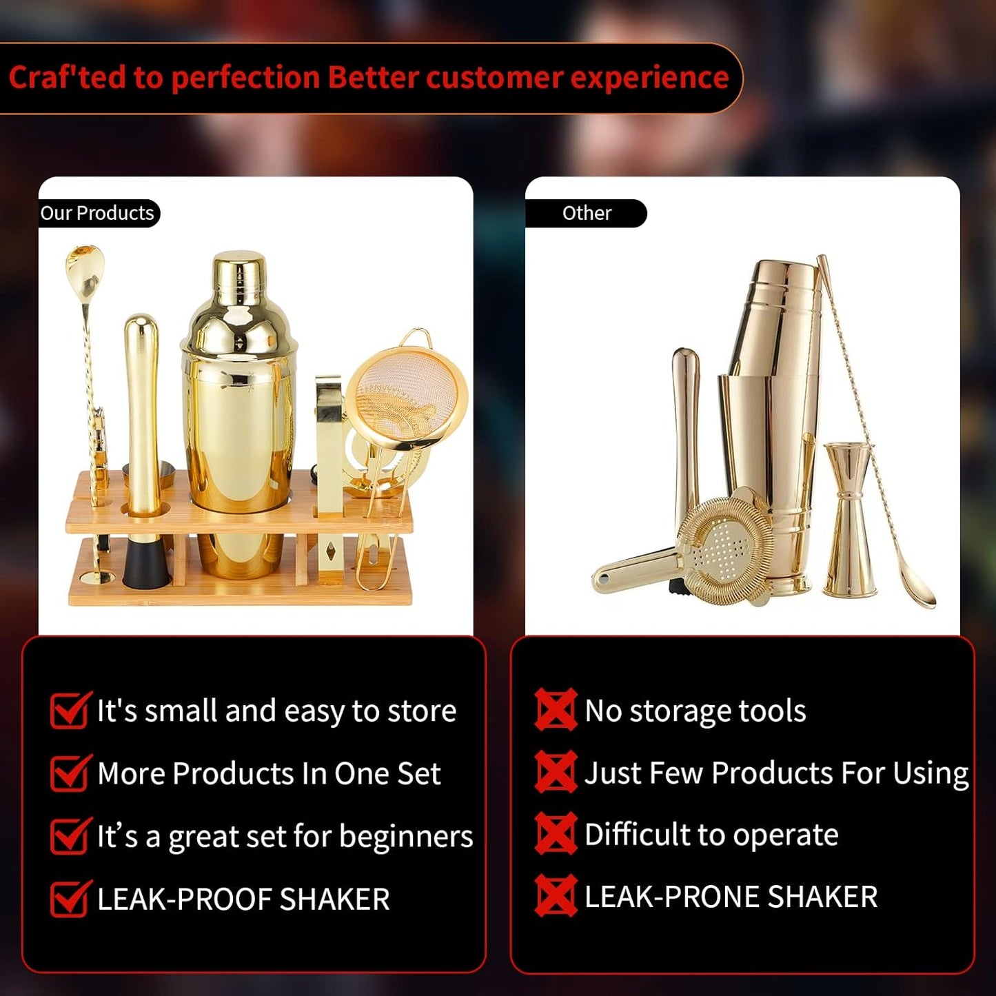Bartender Kit 11-Piece Cocktail Shaker-Muddler for Cocktails 25oz Boston Shaker-Bar Accessories with Stylish Bamboo Stand Mix Drink Shaker kit Perfect Martini kit with Cocktail Recipes Booklet