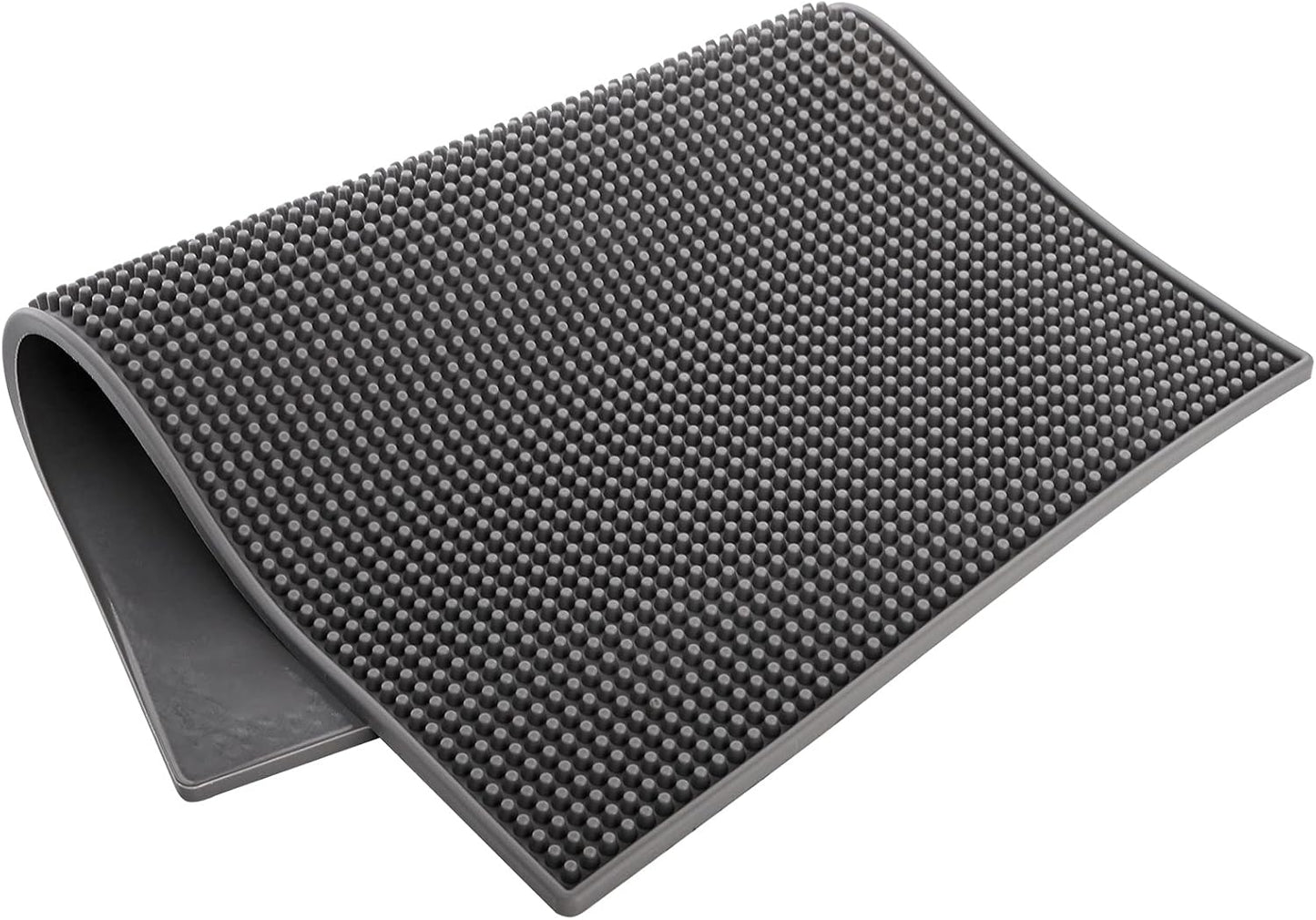 Tebery 3 Pack Rubber Bar Mat 18 x 12, Thick Durable and Stylish Bar Service Spill Mat, Non Slip Non-Toxic Grey Service Mat for Coffee, Bars, Restaurants Counter Top