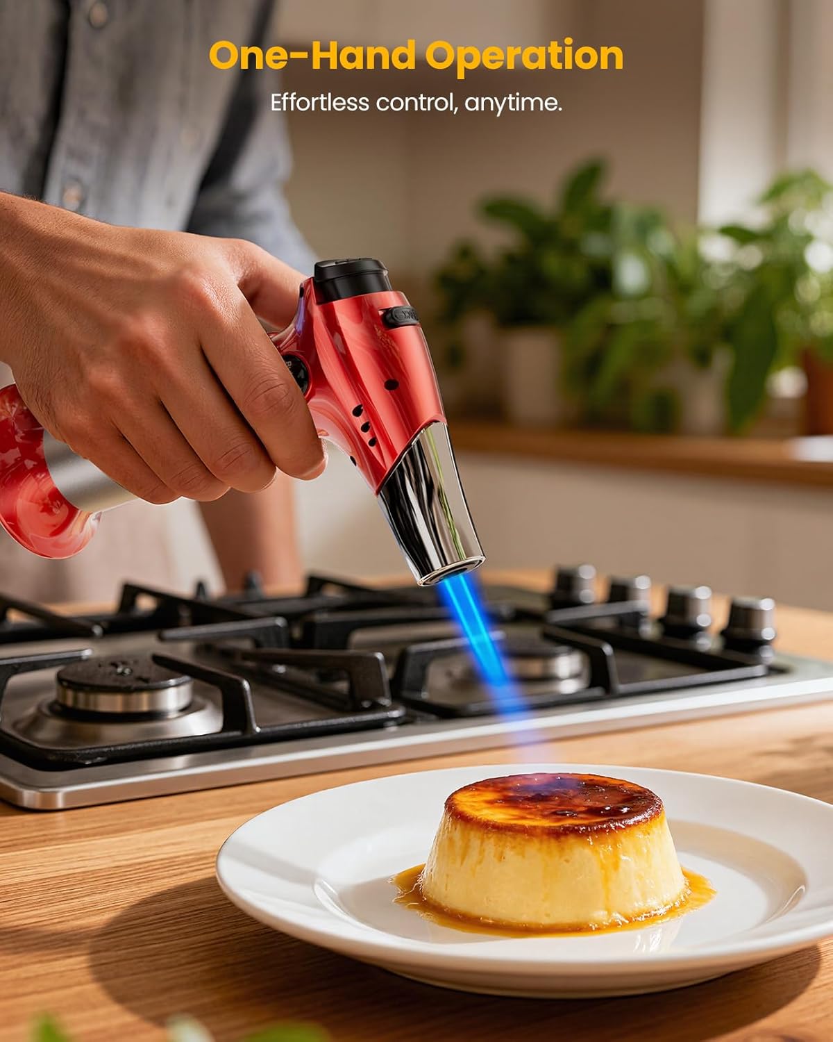 Kollea Creme Brulee Torch, Refillable Butane Torch Lighter, Kitchen Torch Food Torch with Safety Lock & Adjustable Flame for Baking, Crafts, BBQ (Gas Not Included)