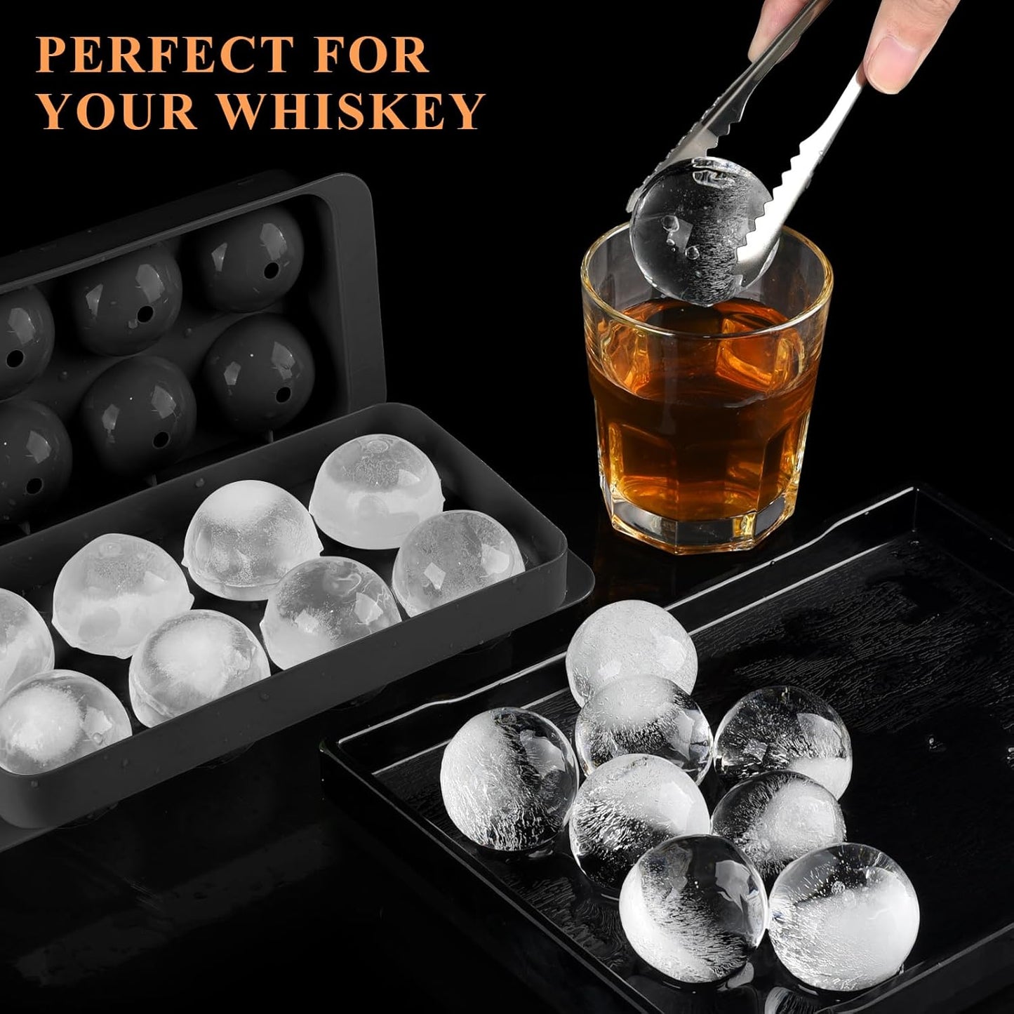 Round Ice Cube Mold,1.8 INCH x 8,Ice Ball Maker Mold | Round Ice Cube Trays for Freezer,Whiskey Ice Cubes Mold,Circle Ice Cube Tray with Lid,Ice Trays-Ice molds for Whiskey,Cocktails