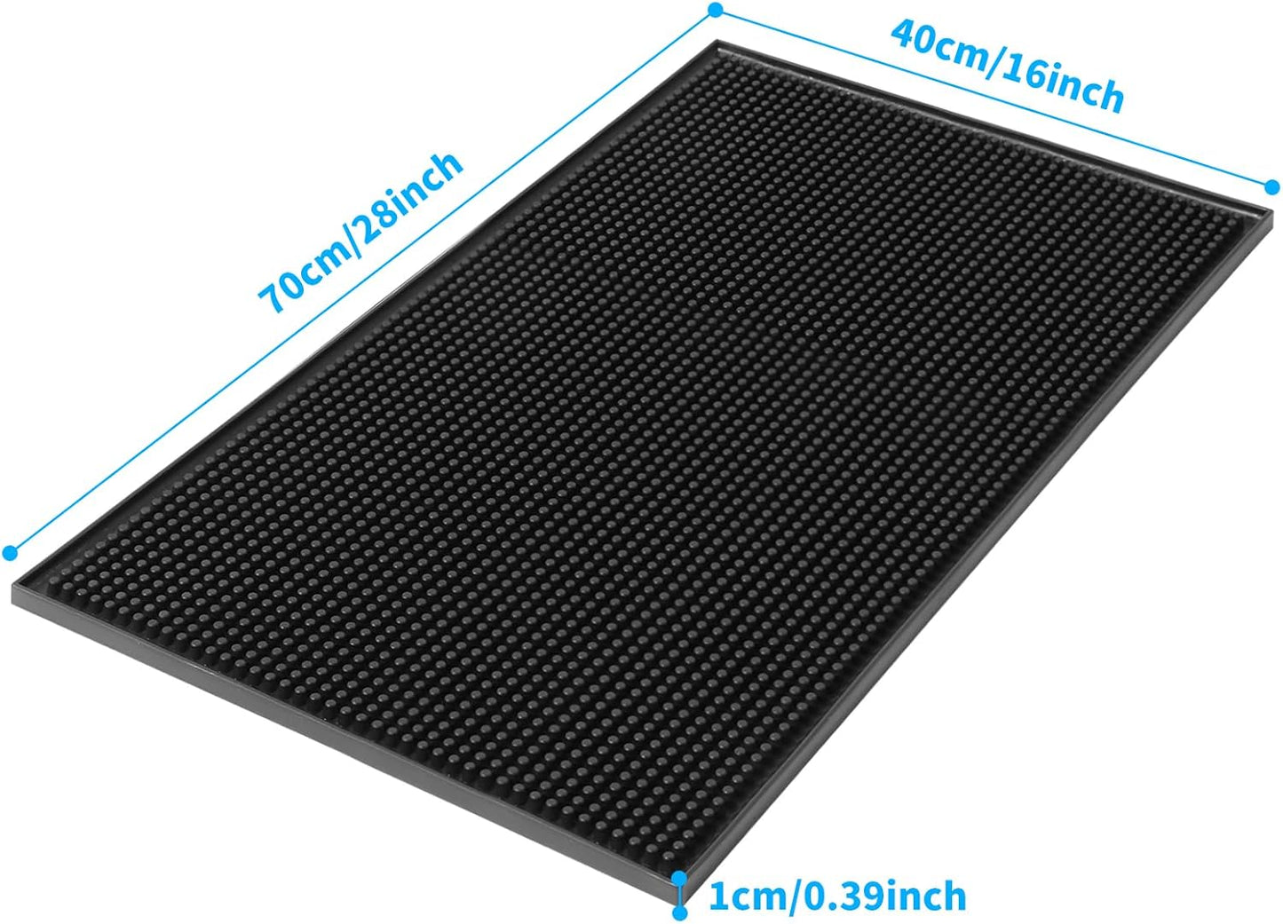 Extra Large (28 inch by 16 inch) Thick Rubber Service Bar Mat for Home Kitchen Counter Mat, Bartender Bar Mat, Dish Drying Mat, 2 Packs Black