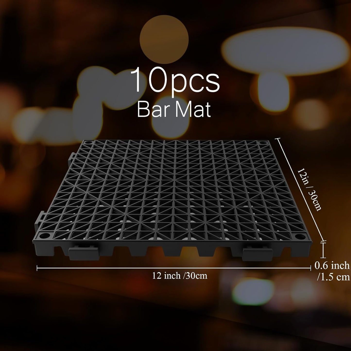 Tioncy 10 Pcs Bar Countertop Supplies Interlocking Mats 12 x 12 Inch Rubber Black Shelf Liners Bar Drying Coffee Non Slip Spills Mats for Bartending Home Cocktail Bars Restaurants