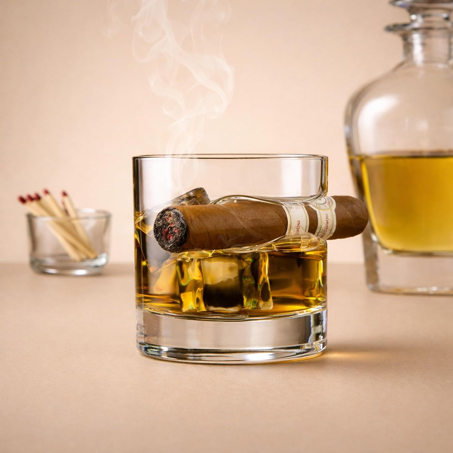 Godinger Gifts for Men, Cigar Whiskey Glass, Old Fashioned Whiskey Glasses With Indented Cigar Rest, Gifts for Dad