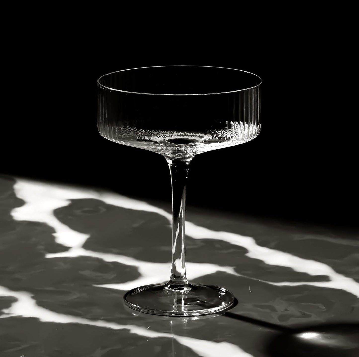 LEMONSODA Clear & Ribbed Martini Coupe Glasses - Classic Barware for Espresso Martini, Manhattan, Cosmopolitan – Handcrafted Luxury Glassware for Home Entertaining (Ribbed 9.5oz, Set of 2)