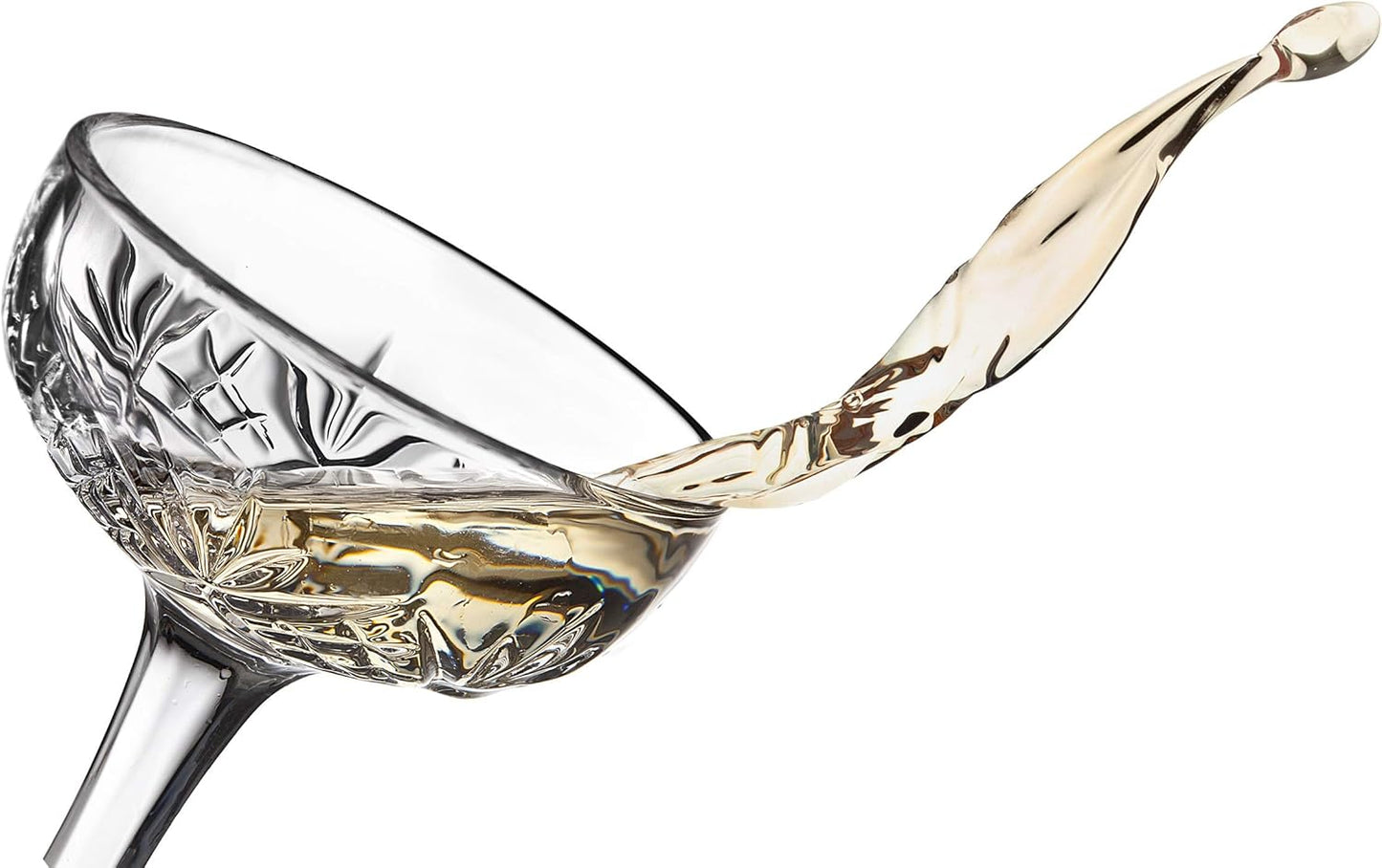 Godinger Champagne Glasses, Champagne Glass Set, Coupes Barware Martini Glasses - Set of 4, 6oz., Dublin Crystal Collection