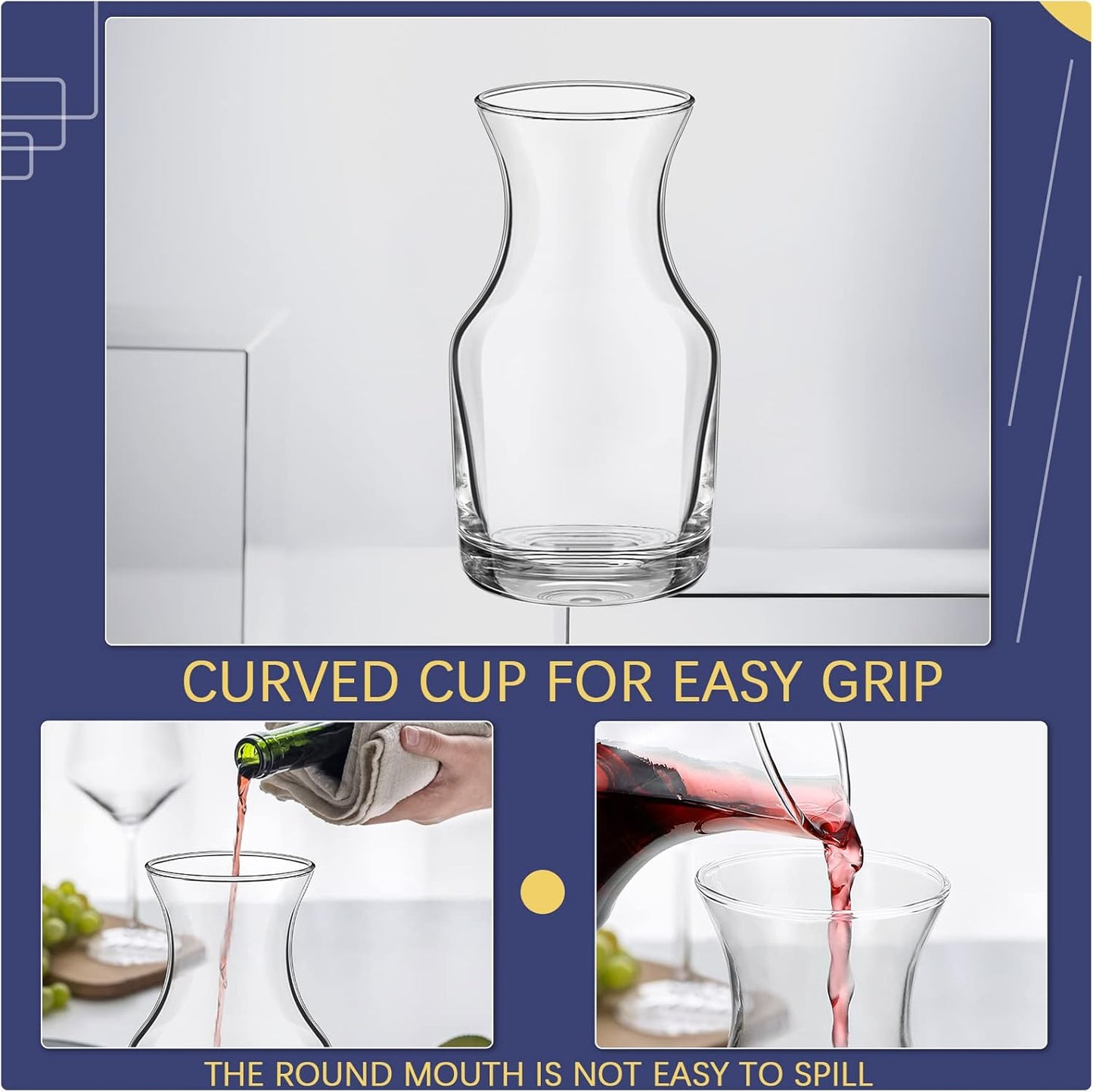 Remagr 12 Pack Single Serving Wine Carafe Glass Small Mini Carafe Individual Wine Refill Decanter for Dinner Parties Tastings Bars Restaurants (6.5 oz)