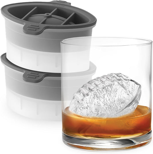 Tovolo Football Ice Cube Mold Pack of 2 Large Craft Ice Molds for Whiskey Bourbon Cocktails Drinks, Dishwasher Safe BPA Free Silicone Ice Mold Football Themed Gifts for Fans, Coaches, Men - Football