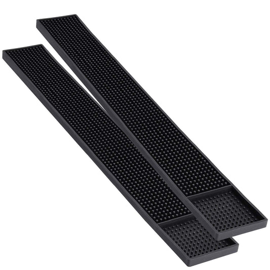Noverlife 2PCS 23.65 x 3" Rubber Bar Mats, Non-Slip Bar Service Spill Mat Bar Table Mat Restaurant Kitchen Counter Bar Pad for Mixing Drinks, Anti-Skid Heat Resistant Barber Station Mat for Hair Salon