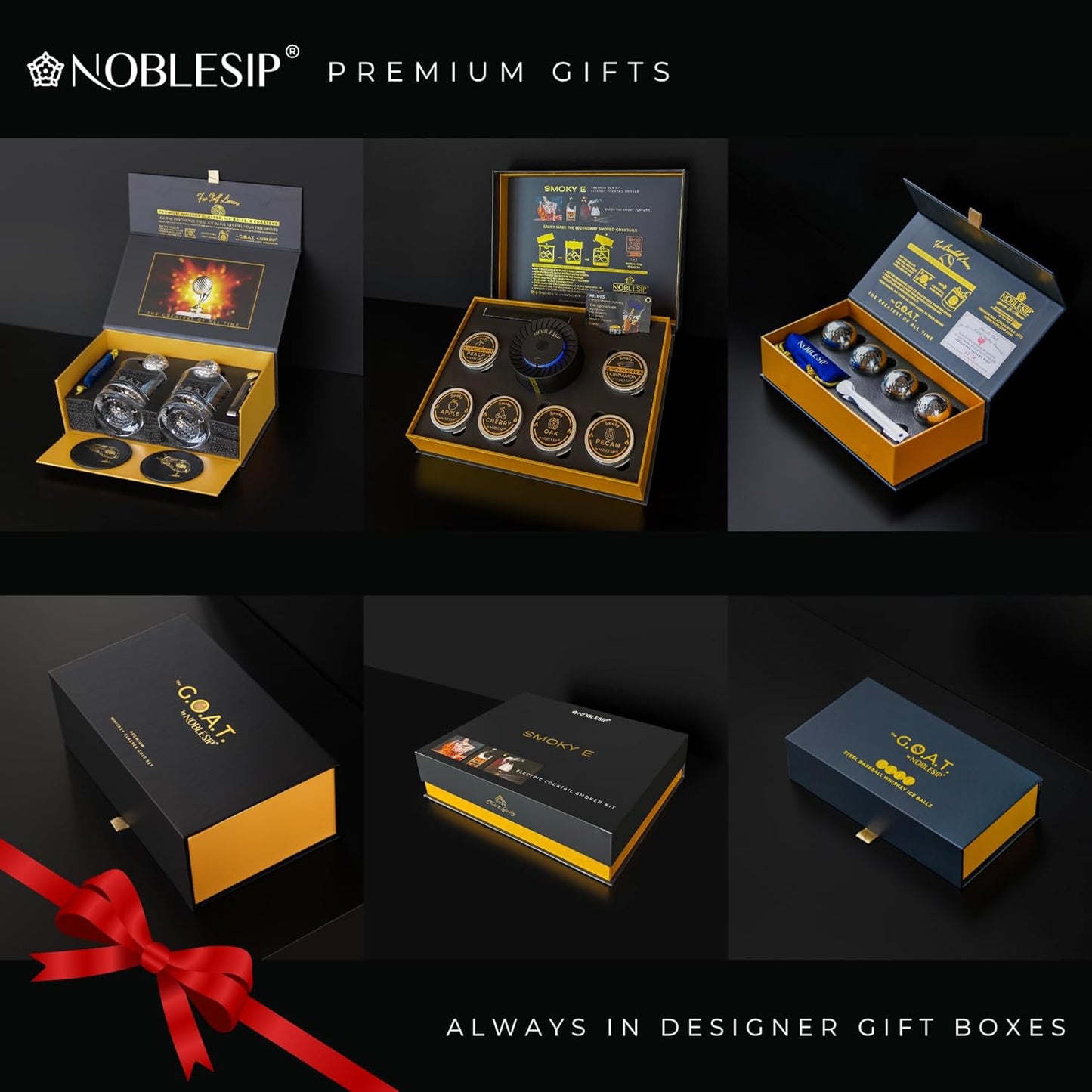 NOBLESIP® New Whiskey Smoker 𝗣𝗥𝗘𝗠𝗜𝗨𝗠 Electric Kit. Innovative Automatic Smoking, no fire Torch Needed. Easily Make Aromatic Smoked Cocktails, Bourbon, Old Fashioned. Smoky E - bar Gift Box Set