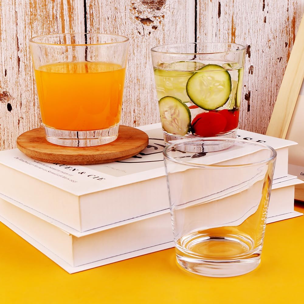 9oz Lowball Glasses, 6pc Short Glass Tumbler - Lead-Free Crystal Drinking Glasses for Water, Mojito, Tom Collins - Premium Bar Glassware & Cocktail Glass Set (6, Small)
