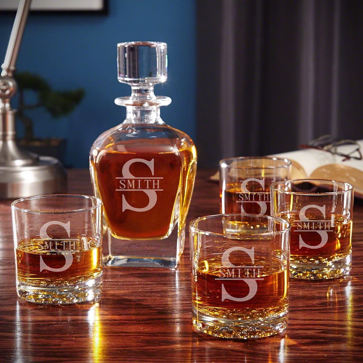 HomeWetBar Engraved Whiskey Glasses, Set of 4 Custom Whiskey Glasses for Men & Women