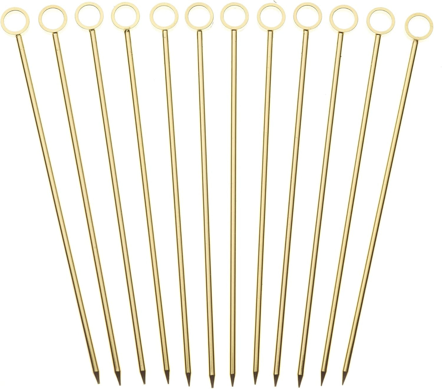 Barfly Cocktail Picks, Circle, Gold Plated, Set 12, 4.5"