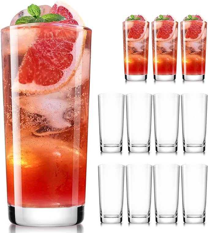 Drinking Water Glass Cups Set,Crystal Highball Glasses cups set of 6,16oz - Modern