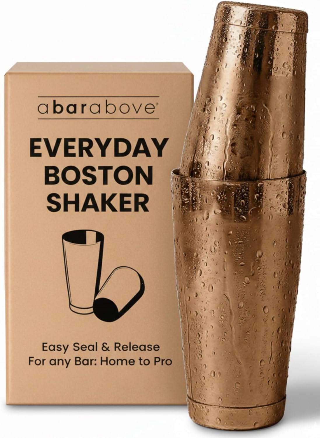 A Bar Above Professional Boston Shakers Set 18 oz Weighted Stainless Steel Cocktail Shaker Set for Bartenders, Premium 304 Steel Bar Shaker, Essential Bartending Tools for Mixing Drinks - Antique Copper