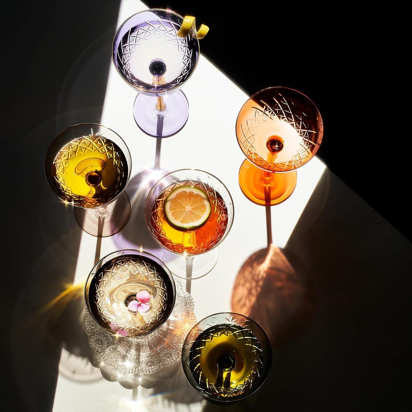 Vintage Art Deco Luxury Coupe Glasses, Cocktails, Martini, Margarita, In Premium Gift Box 24K Gold Rim | Set of 2 | 8 oz Classic Cocktail Glassware - Champagne, Manhattan, Cosmopolitan Crystal Goble