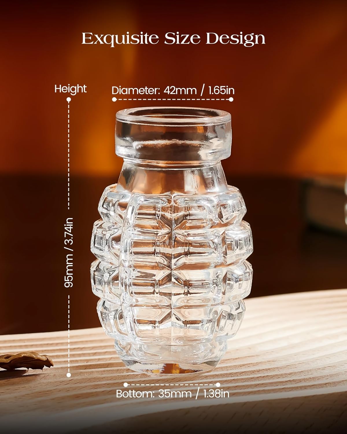 Kollea Bartender Kit, Grenade Shaped Shot Glass Set of 6, Cool Shot Cups with Heavy Base for Tequila, Military Birthday Gifts for Men, Party Cave Decor, Liquid Measuring Cups, Whiskey Grail, Christmas
