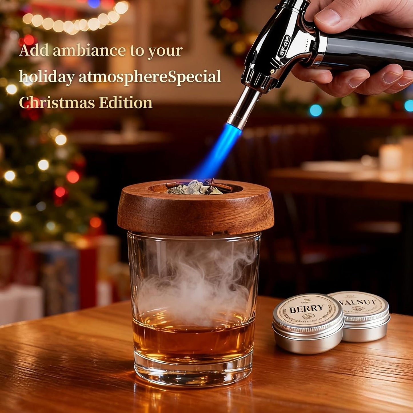 Cocktail Smoker Kit, for Bourbon Whiskey Drink, Whiskey Smoker Kit, Old Fashioned Drink Smoker with 4 Flavors Wood Chips, for Men, Dad, Husband