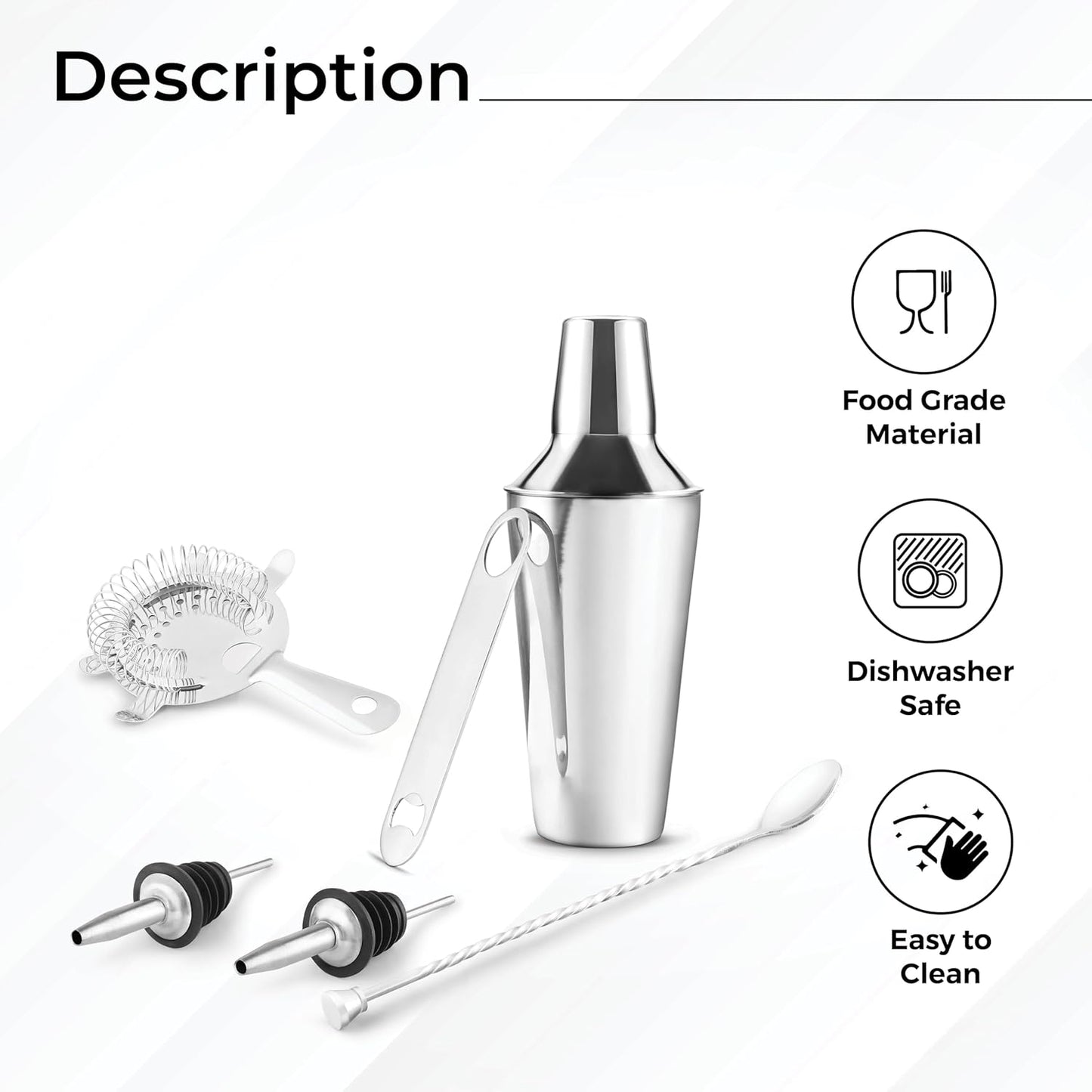 AVADOR® Premium 7-Piece Stainless Steel Bar Set - Complete Cocktail Shaker & Bartending Tools for Home Entertaining | Includes Gift Box (7)