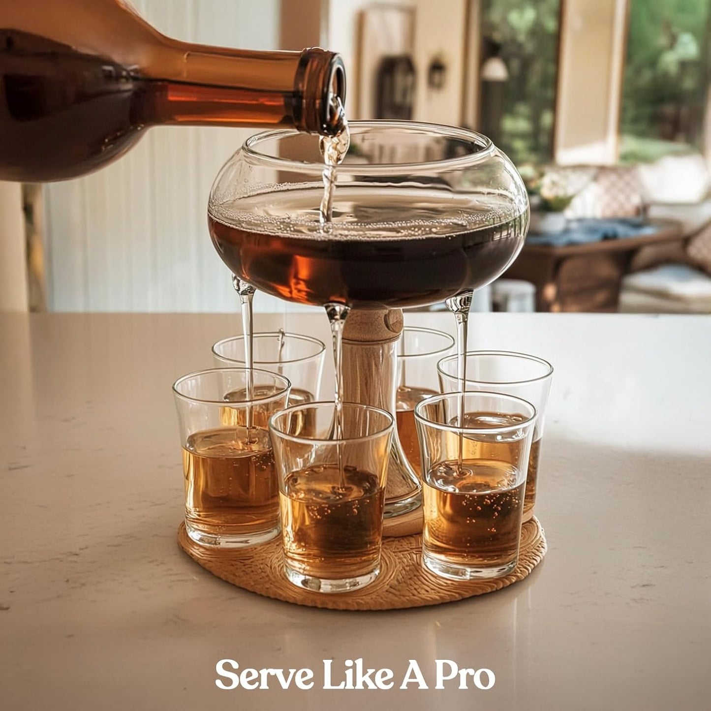 Shot Glass Dispenser And Holder - Party Drink Set For Liquor With 6 Glasses, Cool Glass Shots Game Accessories, Cute Of Fountains Fun 6x Pourer Bar Stuff, Unique 21 Birthday Parties Machine