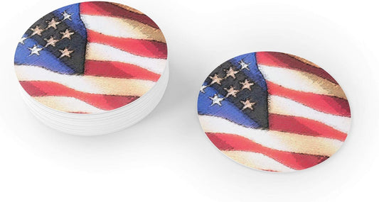 Patriotic Drink Coaster - USA Round Coasters - Disposable, Recyclable- 25 Count Coaster Pack - Thick and Absorbent (Patriotic)