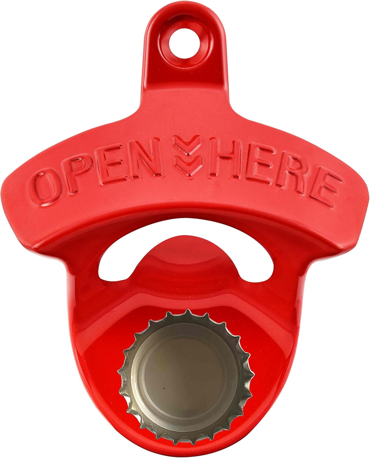 Red Magnetic Wall Mounted Bottle Opener, Stainless Screw in Wall Beer Cap Opener with Magnets for Gift