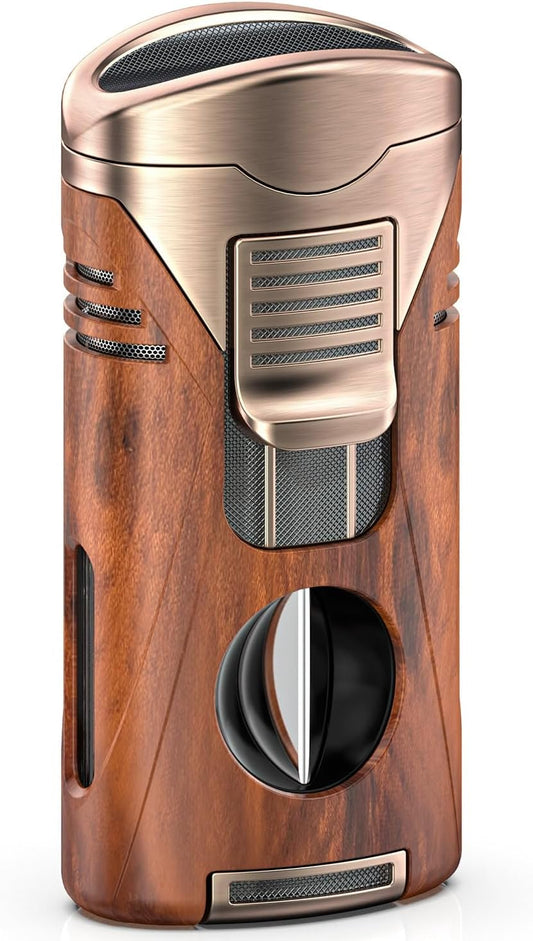 All-in-One Butane Torch Lighter, for Men, Wood Grain