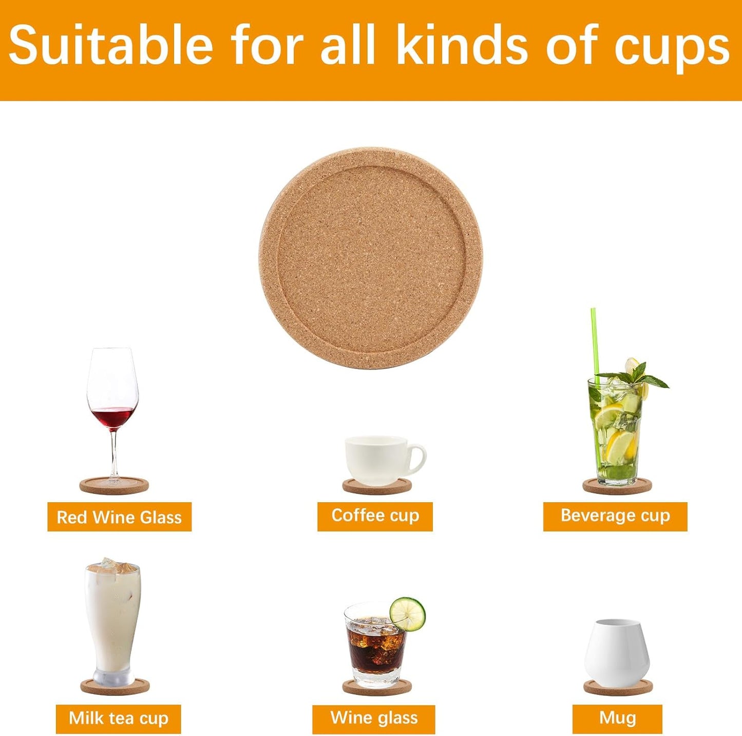 18 Pcs Cork Coasters with Lip,Absorbent Drink Coaster with Grooved Round Edge,Non-Slip,Heat-Resistant,Suitable for Mugs, Glasses,Coffee Coasters for Home Tabletop Decoration