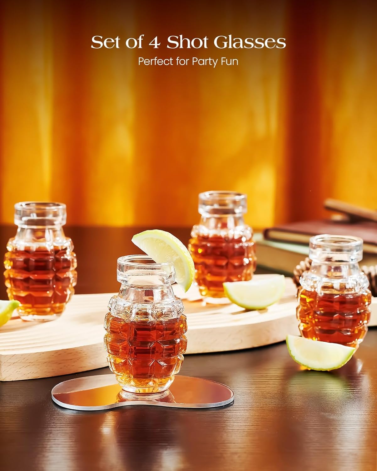 Kollea Bartender Kit, Grenade Shaped Shot Glass Set of 6, Cool Shot Cups with Heavy Base for Tequila, Military Birthday Gifts for Men, Party Cave Decor, Liquid Measuring Cups, Whiskey Grail, Christmas