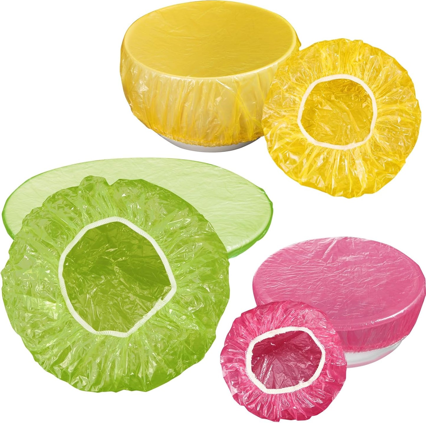Boao 360 Pieces Reusable Elastic Food Bowl Storage Covers 3 Size Colorful Bowl Covers Dish Plate Plastic Cover for Family Outdoor Picnic