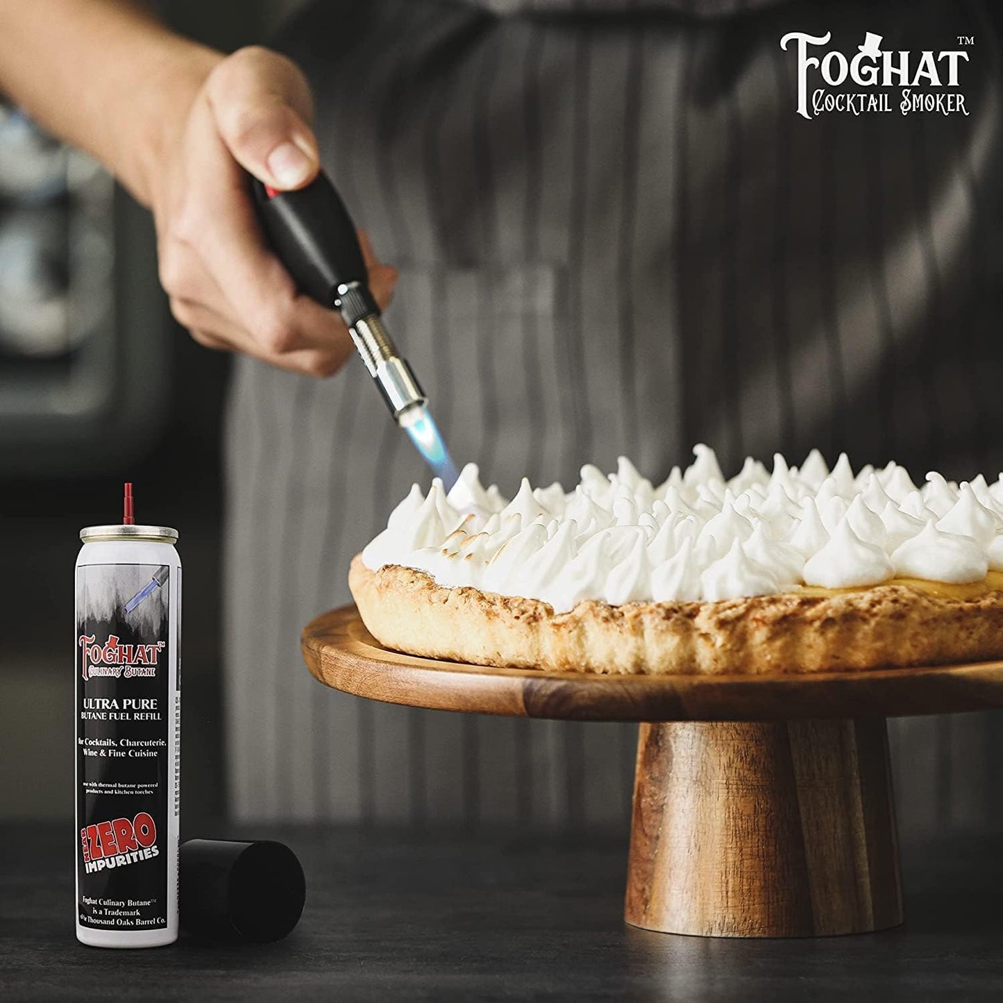Foghat Culinary Butane Fuel Refill (60ml) Torch Lighter Butane Refill Canister - Fits All Kitchen Smoking Torches - Food Grade, Ultra Refined For Cocktail Smoker Kit, Creme Brulee Torch