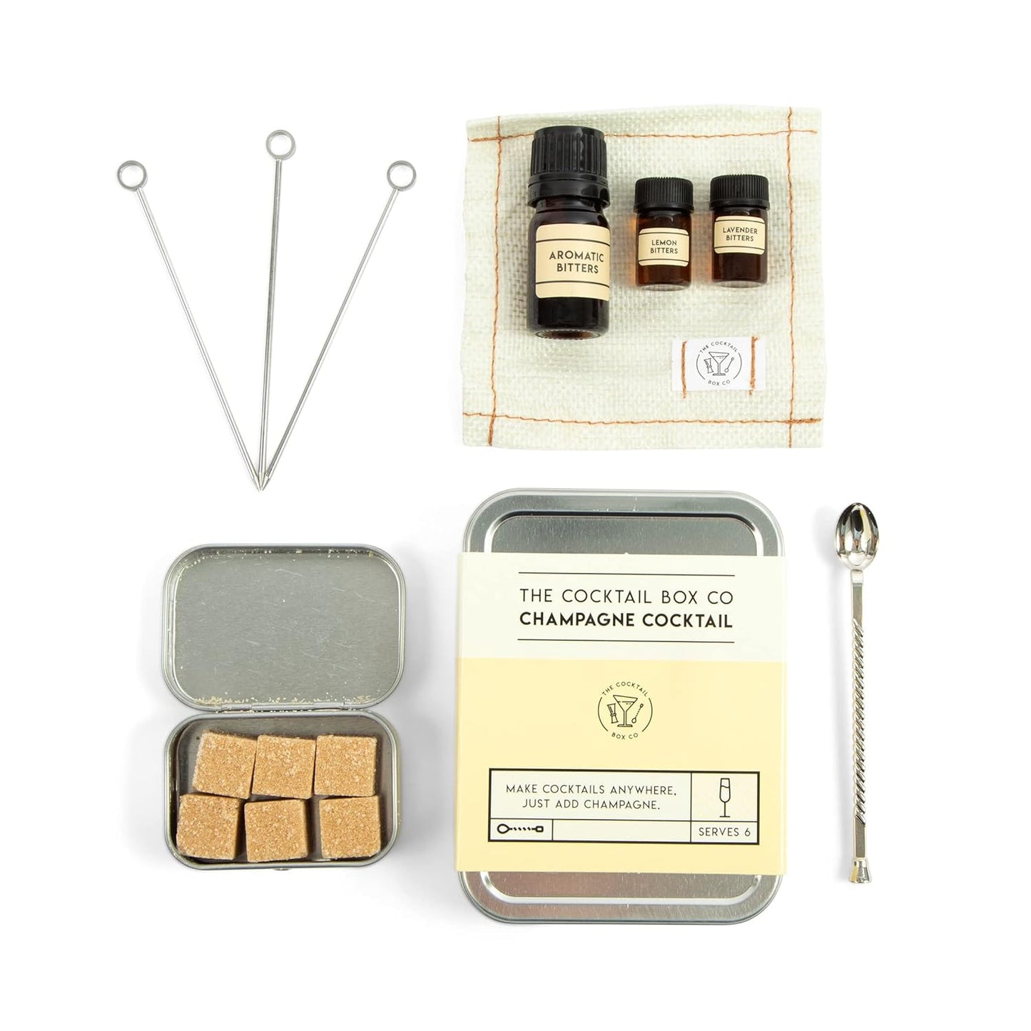 The Cocktail Box Co. Champagne Cocktail Kit - TSA Approved Champagne Travel Kit - Engagement & Birthday Gift - Pack of 1, Stainless Steel, Powder Form