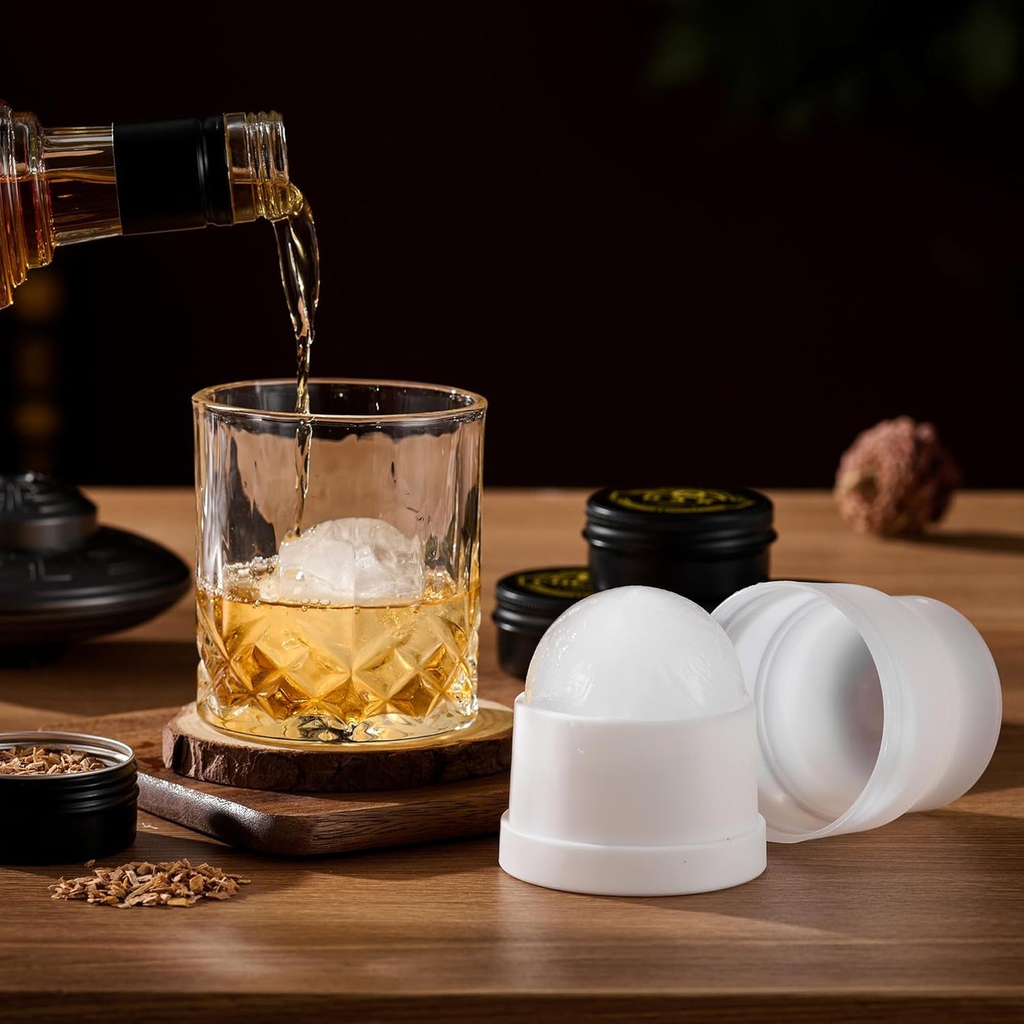 ComboJoy Electric Whiskey Smoker Kit with LED – 6 Flavors Wood Chips, Whiskey Glass & Ice Cube Mold – Rechargeable Cocktail Smoker, Old Fashioned Bourbon Gifts for Men, Dad, Husband -Grey