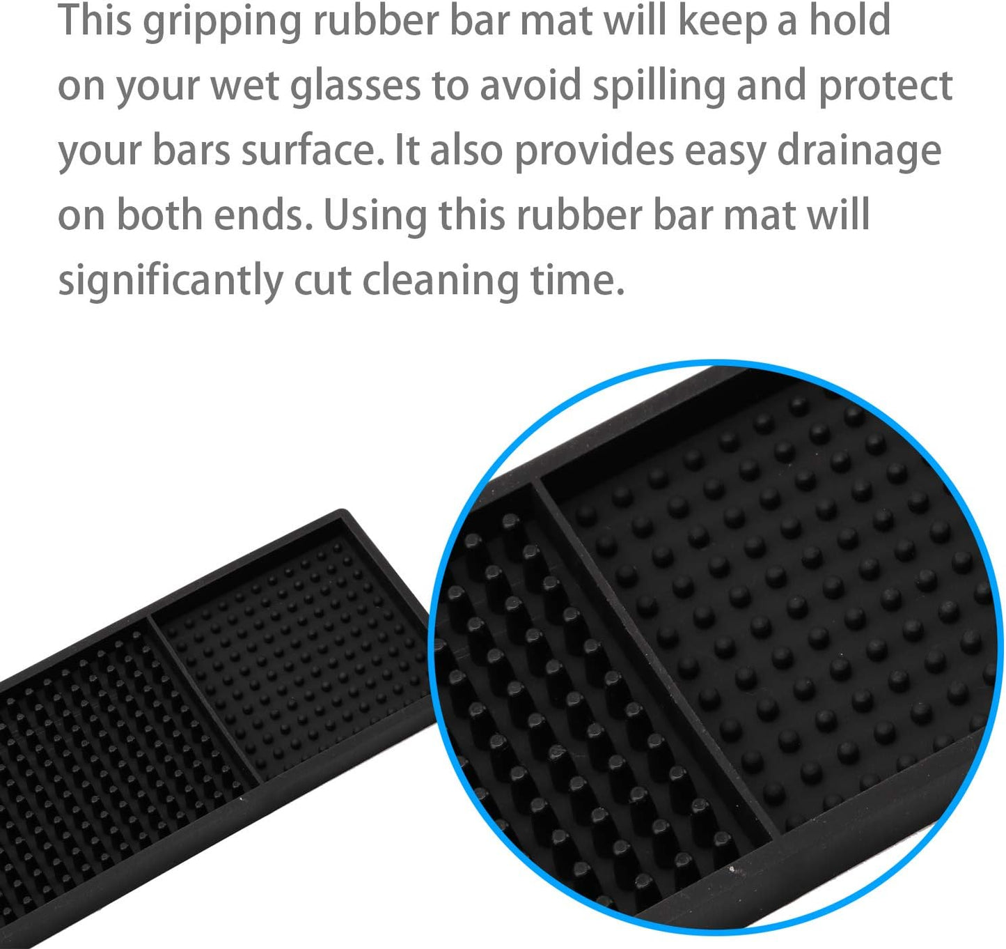 Rubber Bar Spill Mat, Non-Slip No-Spill Drink Beer Coffee Bartender Service Mat, Antiskid Drying Dish Mats Trim Bar Rail Runners for Bar Restaurant KTV Home Counter Top by COSOOS - 23.6”x 3.1” Black