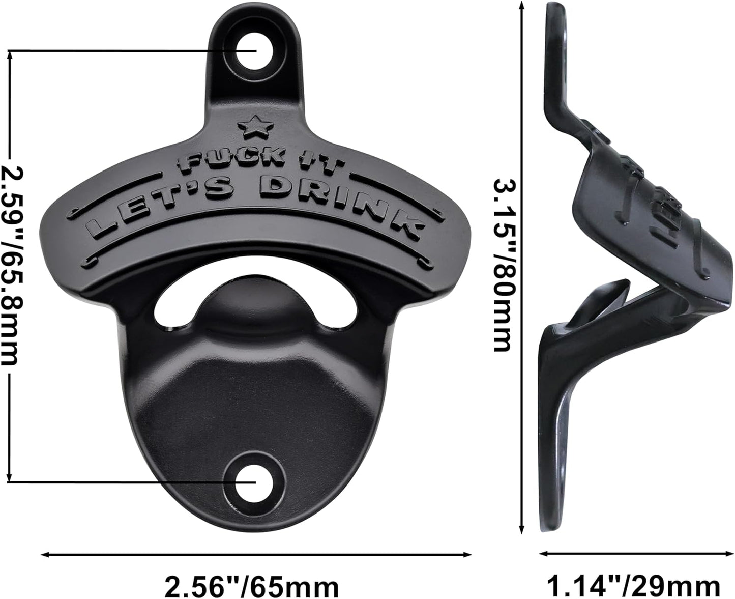 Funny Bottle Opener Wall Mounted, Black Wall Mount Beer Opener Rustproof for Table Post