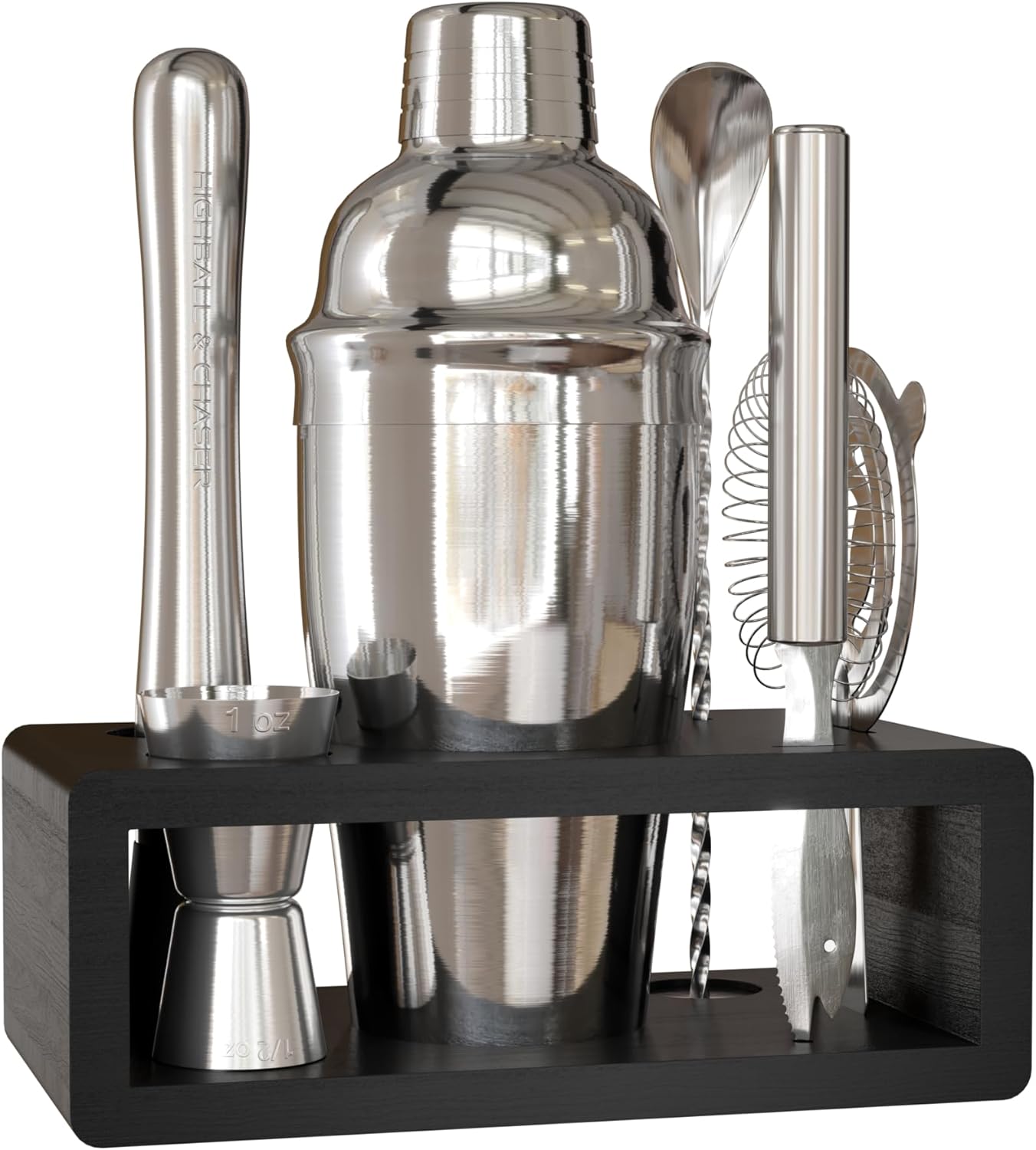 Highball & Chaser Cocktail Shaker Set: Bartender Kit for Home Bar Mixology Cocktail Bar Set Plus E-Book with 30 Recipes (Silver)