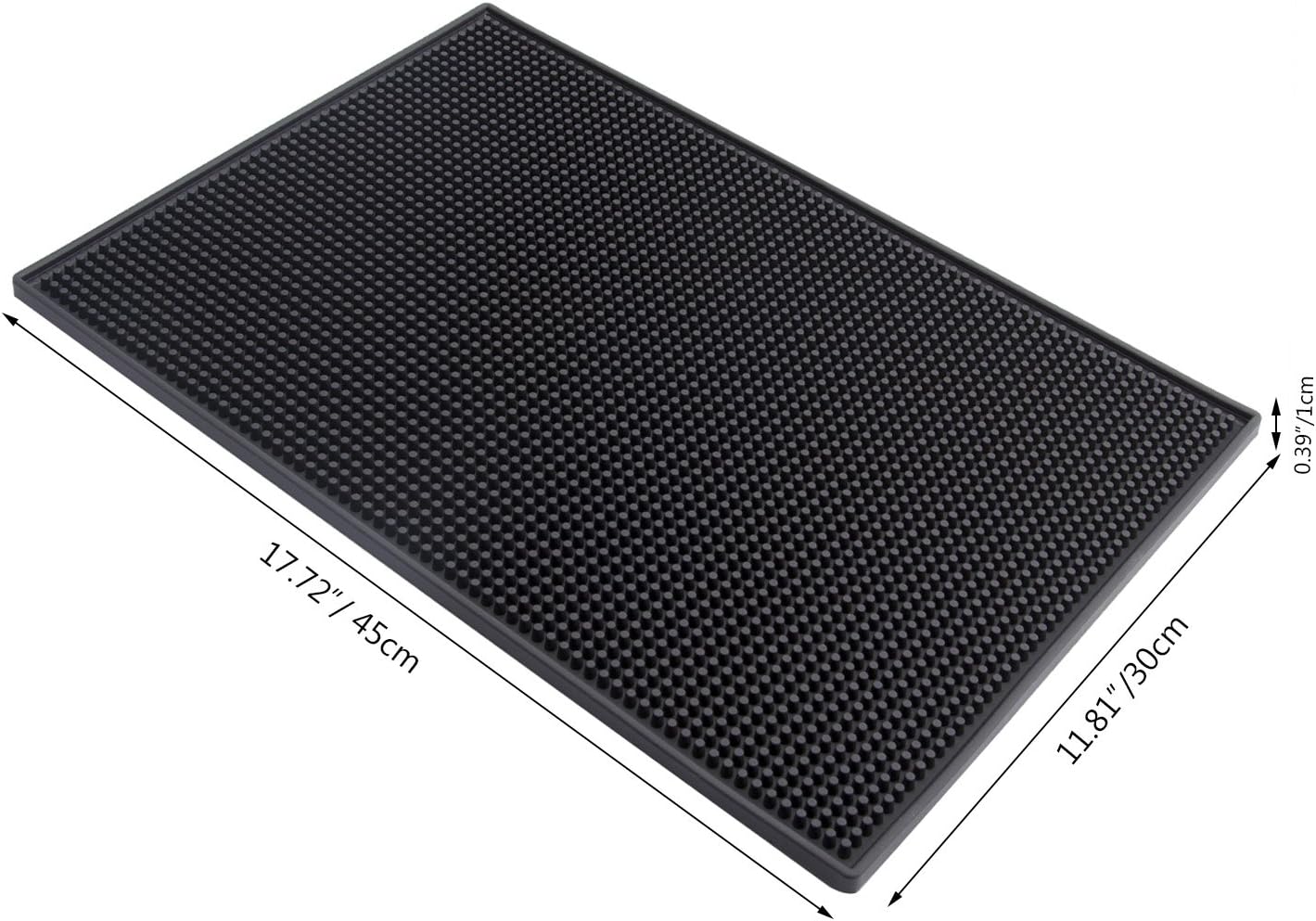 Facmogu 18 x 12 Inch Rubber Bar Mats, Black Heavy Duty Bar Mat PVC Rubber Wet Dish Drying Spill Matting Non Slip Heat Resistant for KTV Bar Glass, Restaurant, Home Counters