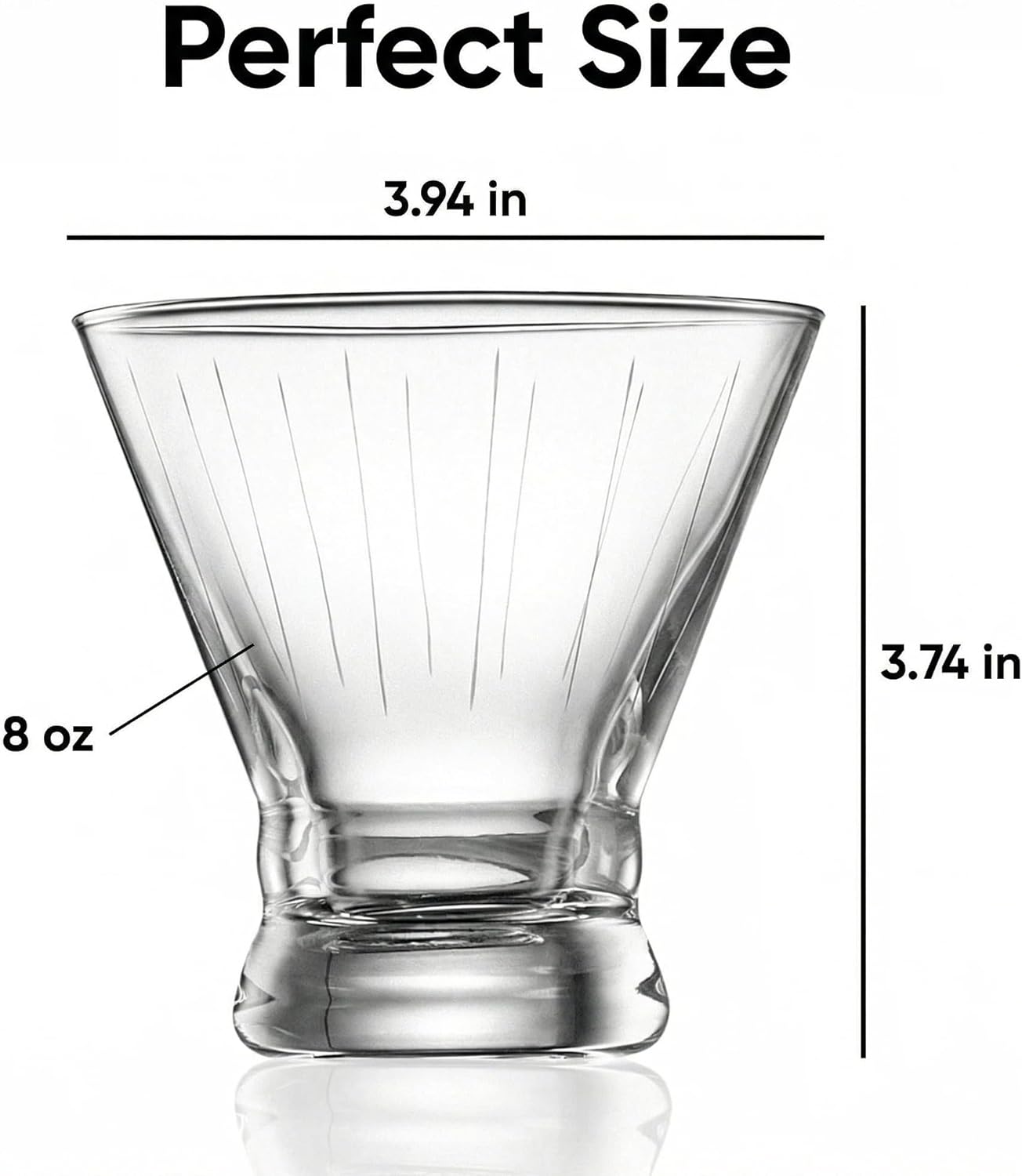 Cocktail Shaker Glass,Martini Maker Set/Kit. Stemless Martini Shaker Glasses S/ 2-8 oz w/Design, Free Crystal Espresso Glass, Coupe for Holiday, Christmas,Parties,BBQ, Outdoor.