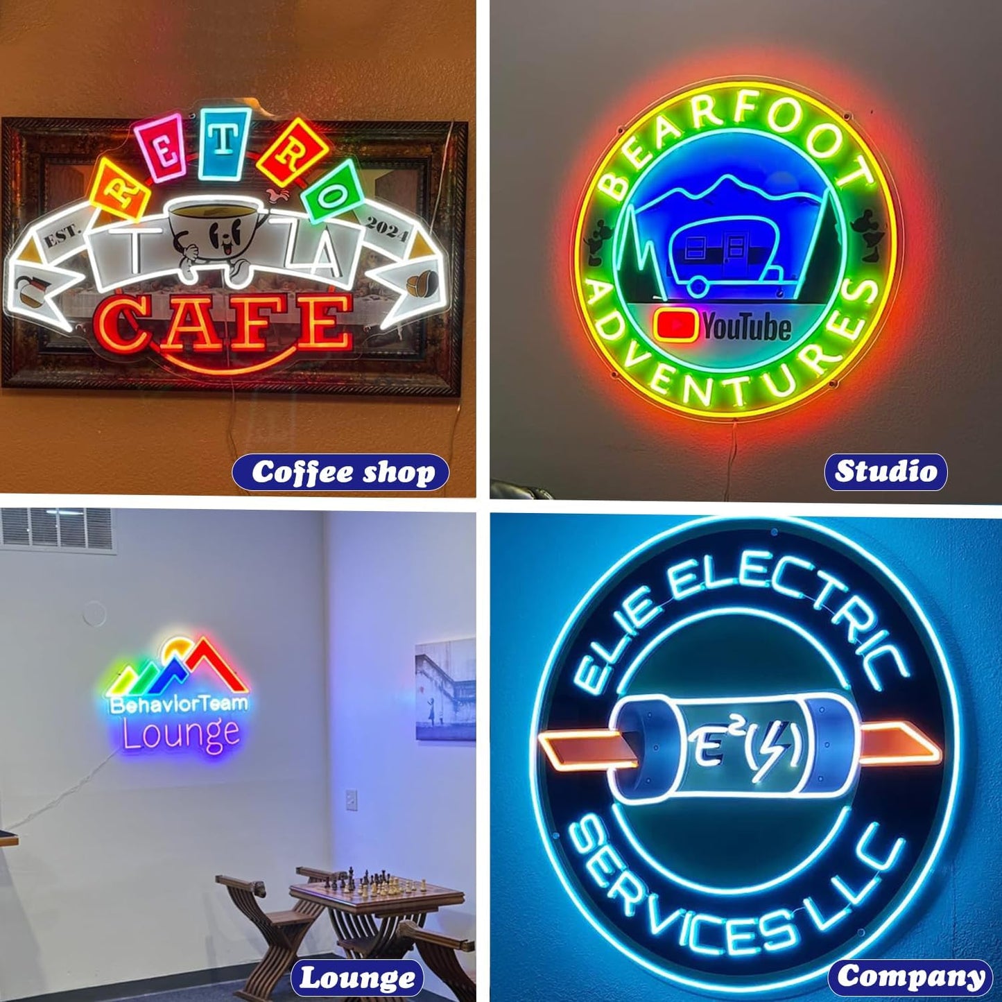 Custom Neon Sign Logo, Plug/Battery Operated LED Shop Name Picture Logo Signs Personalized for Business Home Decor, Hanging/Wall Neon Light Customizable with UV Printed for Grill Bar Nail Office Room