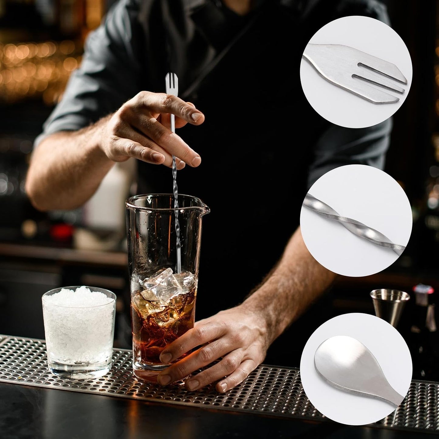 Muddlers for Cocktail Mixing Spoon Set of 6, 9.8 Inch Muddlers 304 Stainless Steel Fruit Crusher Mixing Spoon Ice Crusher for Bar Party and Home