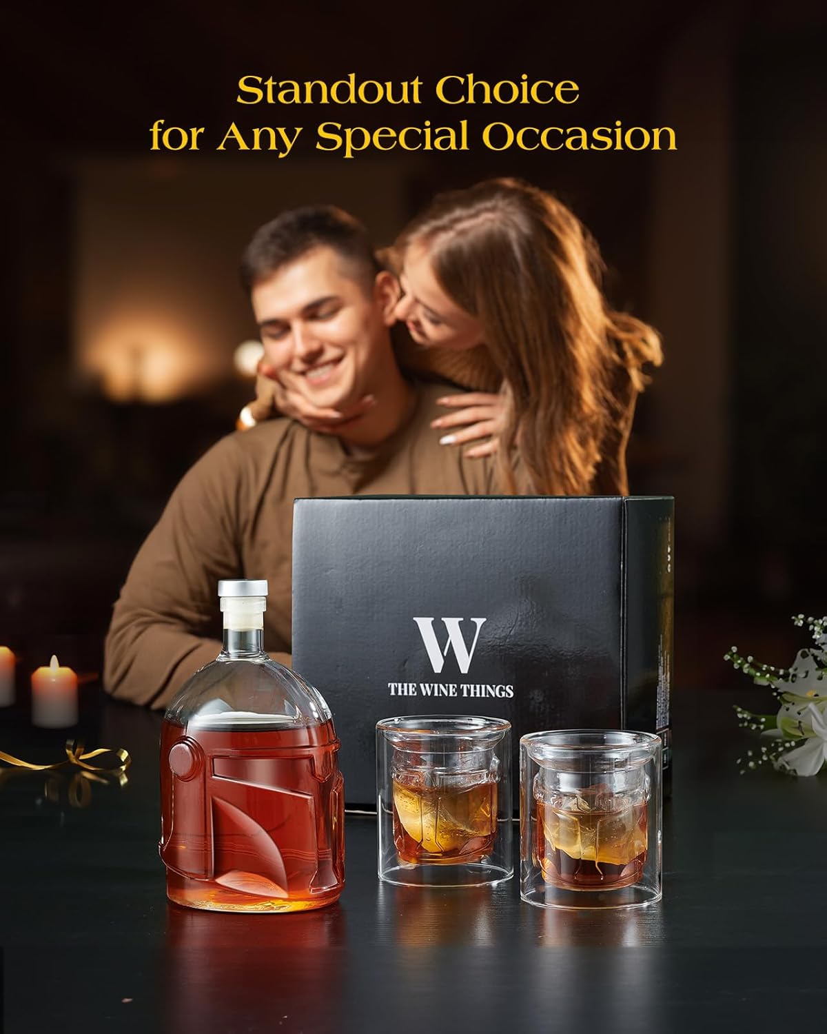 Galaxy Whiskey Decanter Sets with 2 Glasses for Men Dad, Unique Gift for Father, Husband, Boyfriend, Brother, Christmas, Anniversary, Birthday Gift Ideas, Cool Drinking Accessories for Home Bar