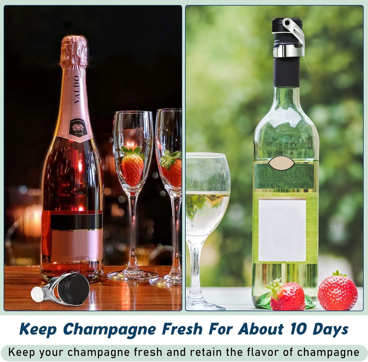 Stainless Steel Champagne Stoppers 2.71 x 1.93 Inch Wine Bottle Stoppers Sealer Reusable Champagne Cork Bottle Plug Beverage Bottle Stopper for Keeping Wine Fresh(12 Pieces)