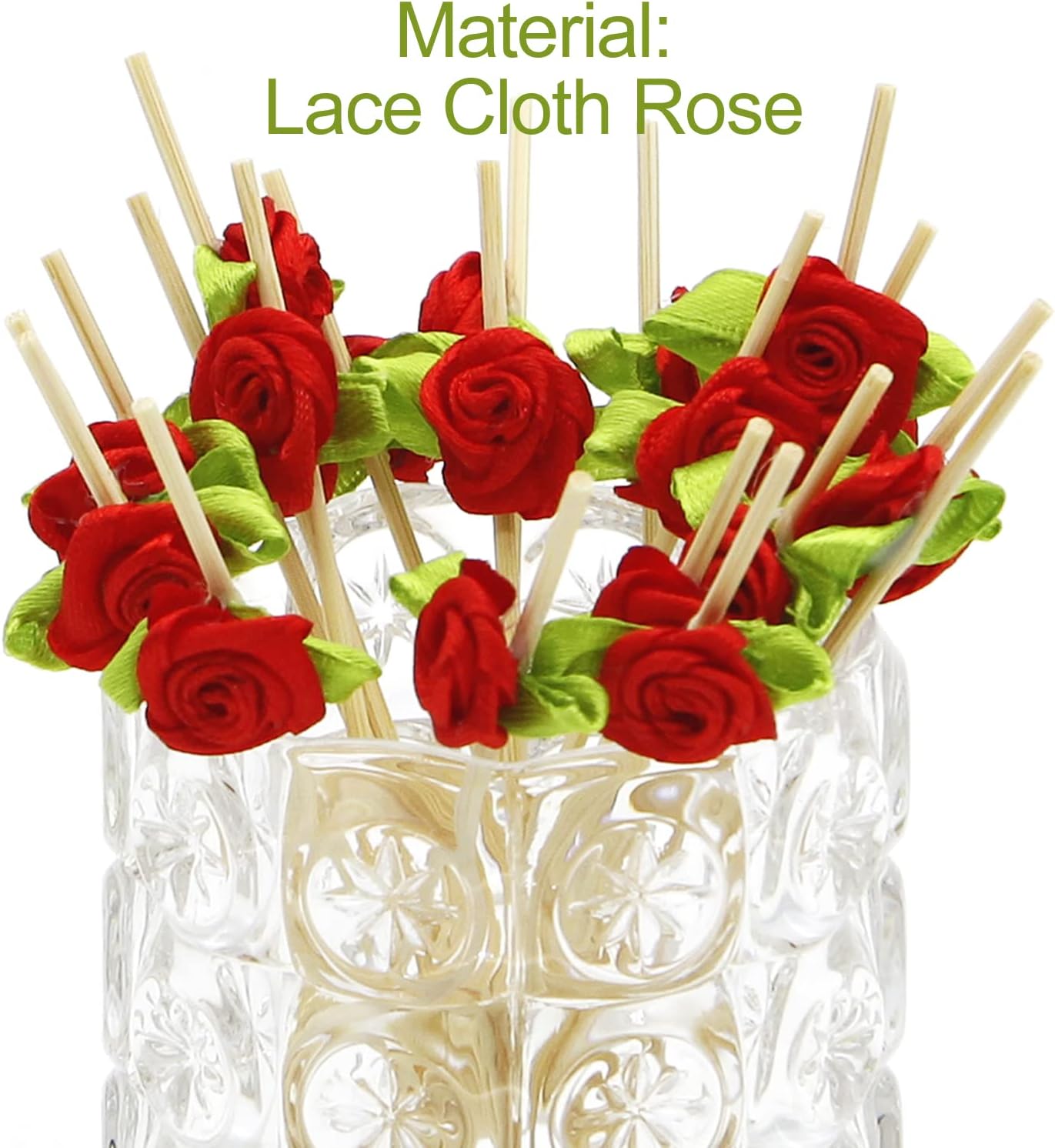 Minisland Red Rose Flower Cocktail Picks, 4.7 Inch Long Bamboo Fancy Toothpicks for Appetizers, Decorative Bridal Wedding Valentines Party Food Drinks Garnish Fruit Skewer Sticks 100 Counts - MSL220