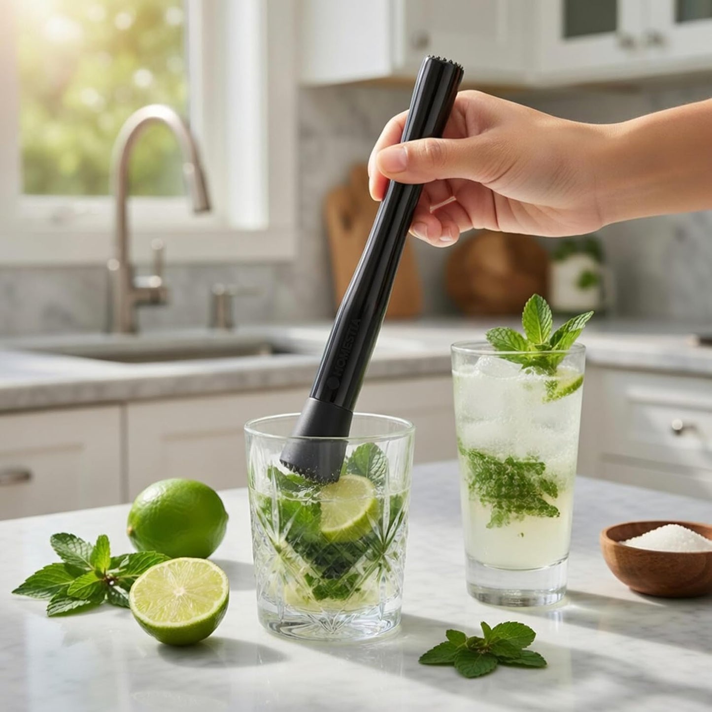 Homestia Double Heads Muddler for Cocktails (Black)